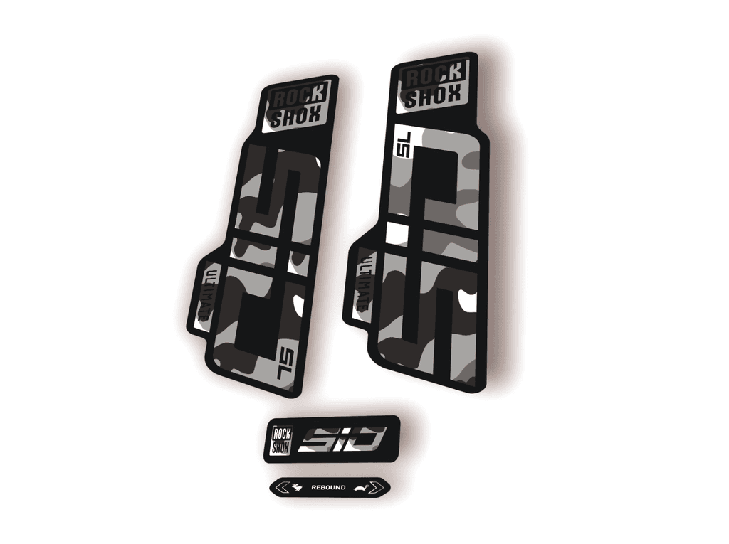 Rock Shox SID SL Ultimate 2024 Fork Decal MTB Cycling Sticker Kit White Camo - 1