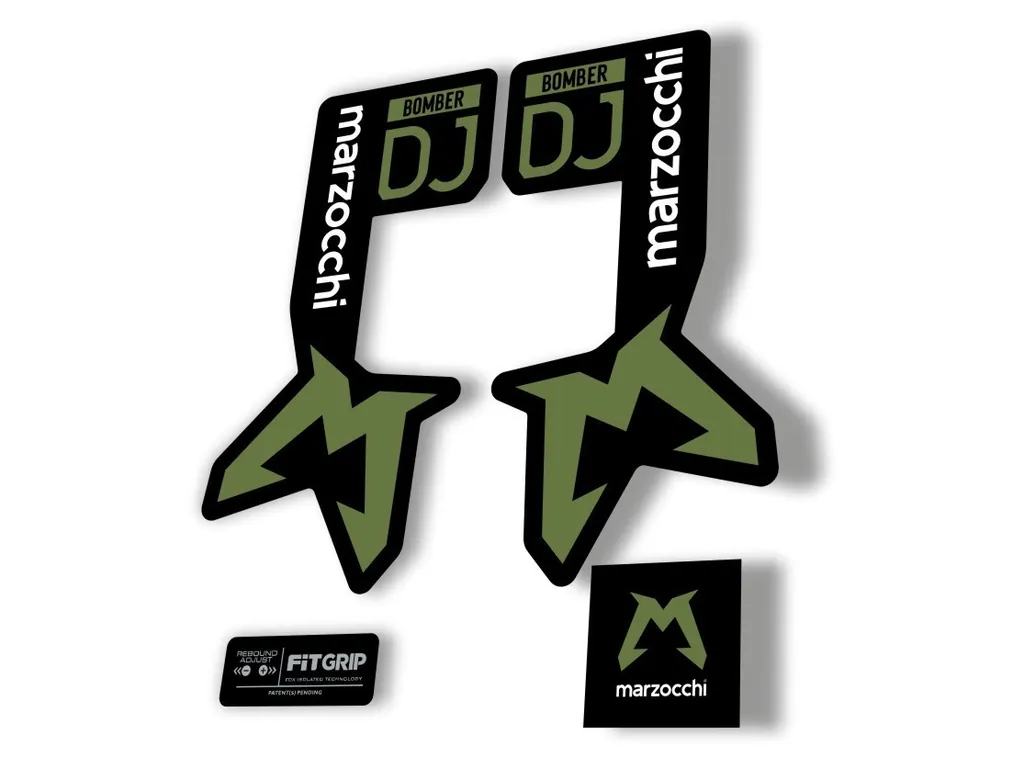 Marzocchi Bomber DJ 2025 Fork Suspension Sticker Decal Kit Adhesive Olive - 1