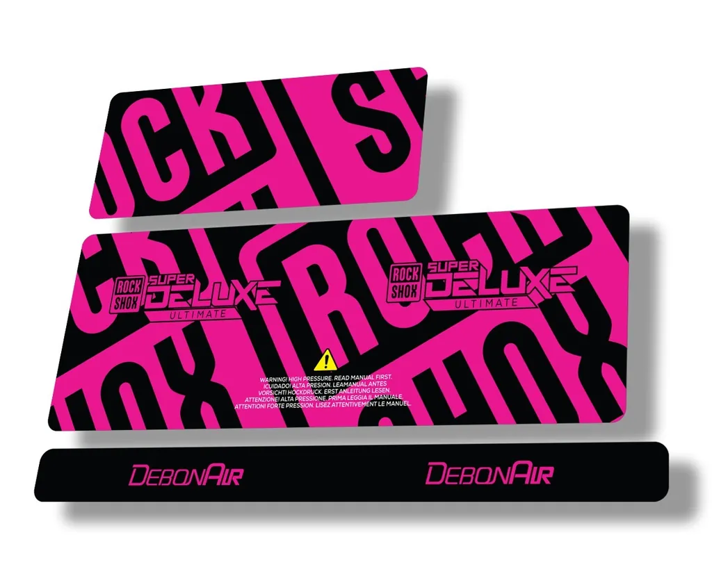 Rock Shox 2020 Super Deluxe Ultimate Rear Shock Decal Sticker Adhesive Pink - 1