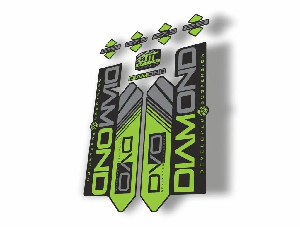 DVO 2016 Diamond 27.5 - 29 Fork Suspension Sticker Decal Kit Adhesive Green - 1