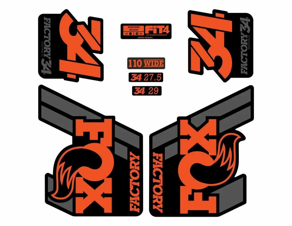 FOX 34 Float 2018-19 Forks Suspension Factory Decal Sticker Adhesive Orange Gray - 1