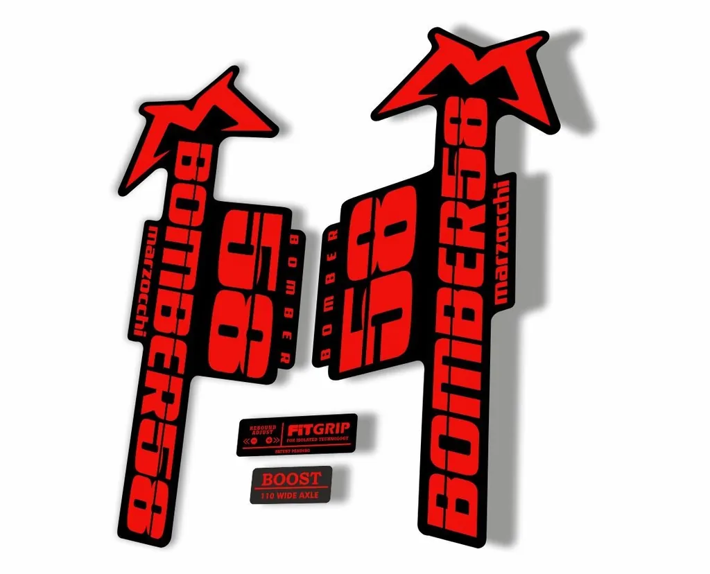 Marzocchi Bomber 58 2018 Fork Suspension Sticker Decal Kit Adhesive Red - 1