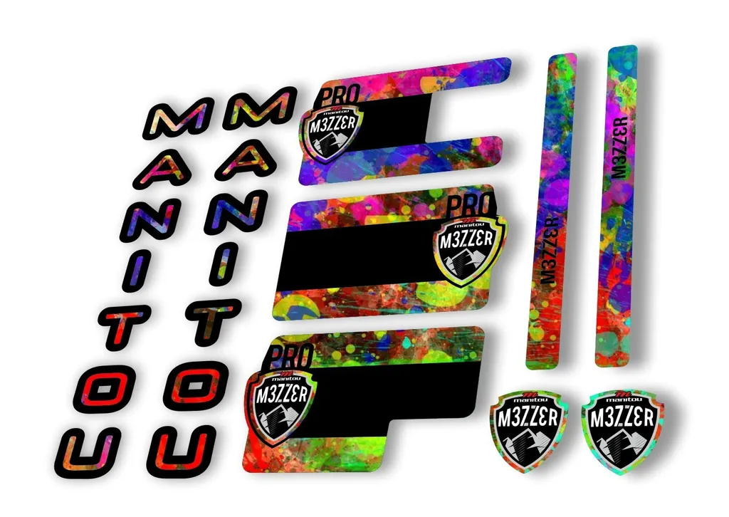 Manitou Mezzer Pro 2020 Fork Suspension Decal Kit Sticker Set Oil Slick - 1