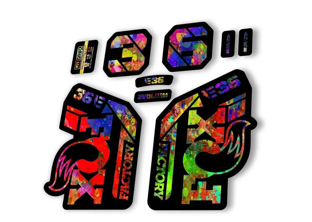FOX 36 E-Bike Fork Decal Sticker Set 2021 Factory MTB Suspension Oil Slick - 1