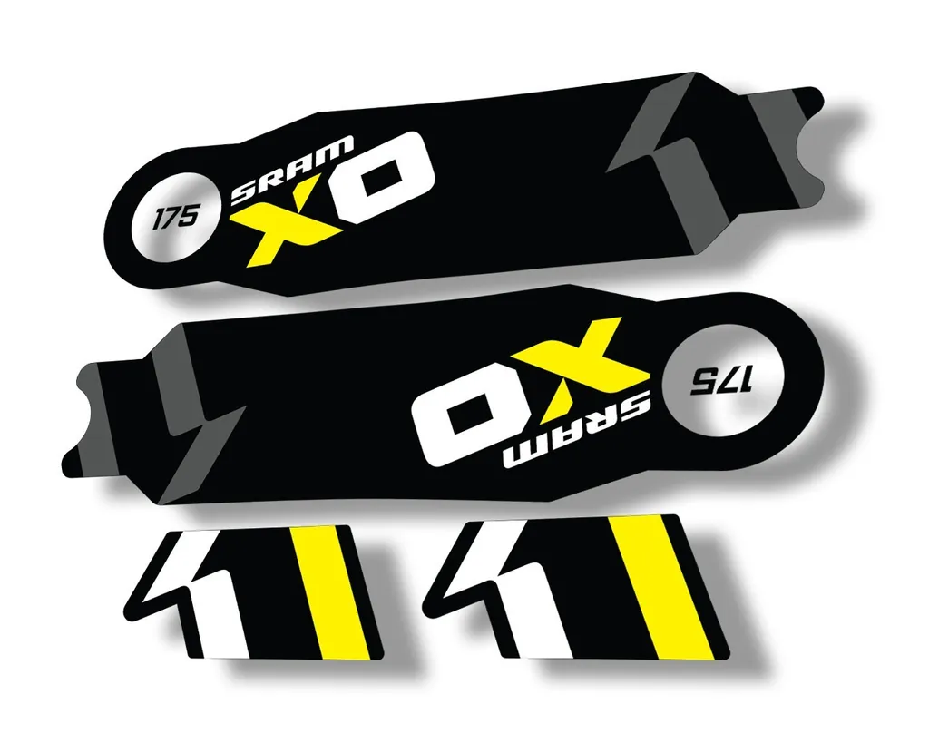 Crank Set Stickers Decals MTB Sram X01 2014 Bicycle Adhesive 2Pcs Yellow - 1