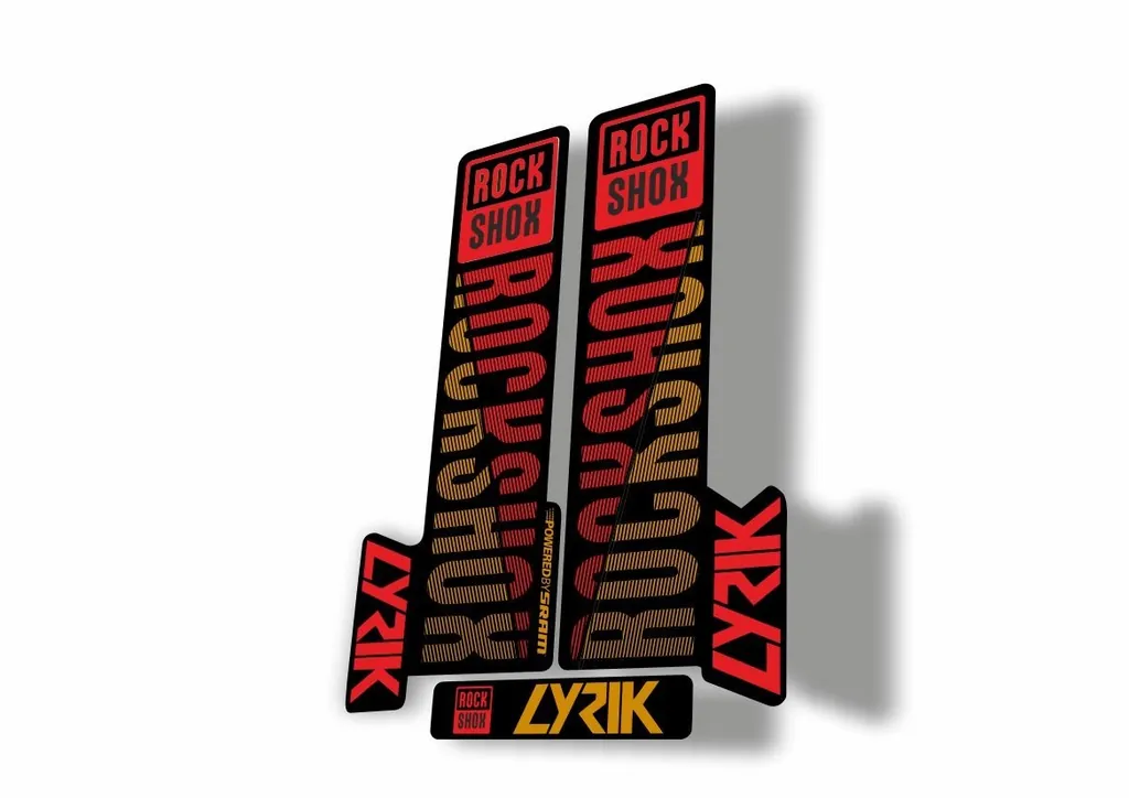 Rock Shox LYRIK 2018 Mountain Bike Cycling Decal Kit Sticker Red Gold - 1