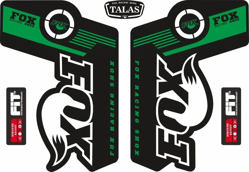FOX TALAS Forks / Suspension Factory Style Decal Kit Sticker Adhesive Set Green - 1