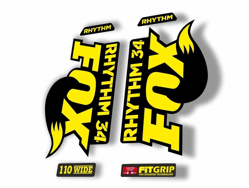 FOX 34 Rhythm 2018 Forks Suspension Factory Decal Sticker Adhesive Yellow - 1