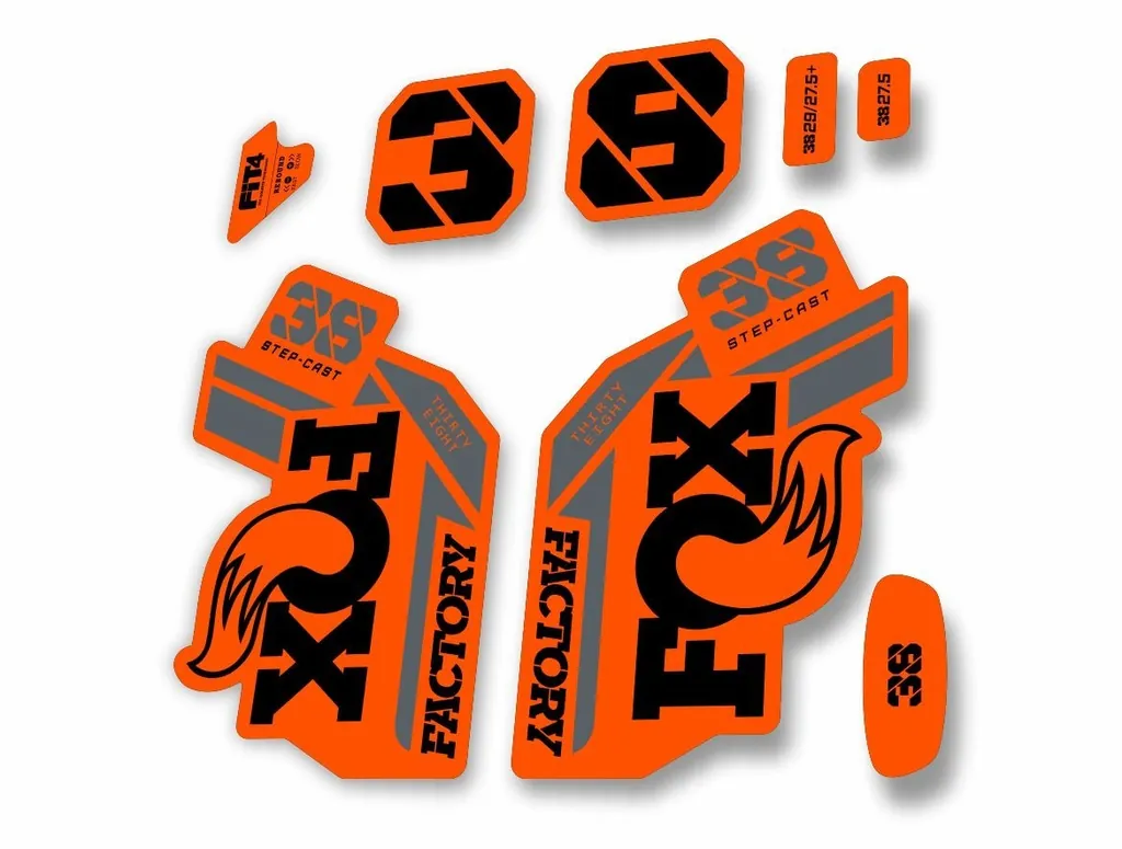 FOX 38 Step Cast SC 2021 Factory Fork Decals Suspension Sticker Adhesive Orange1 - 1