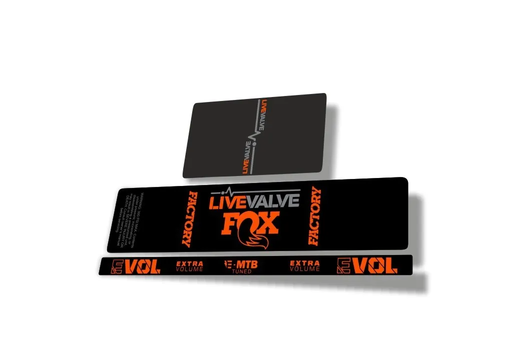 Fox 2022 Live Valve MTB Rear Shock Suspension Sticker Decal Orange Gray - 1
