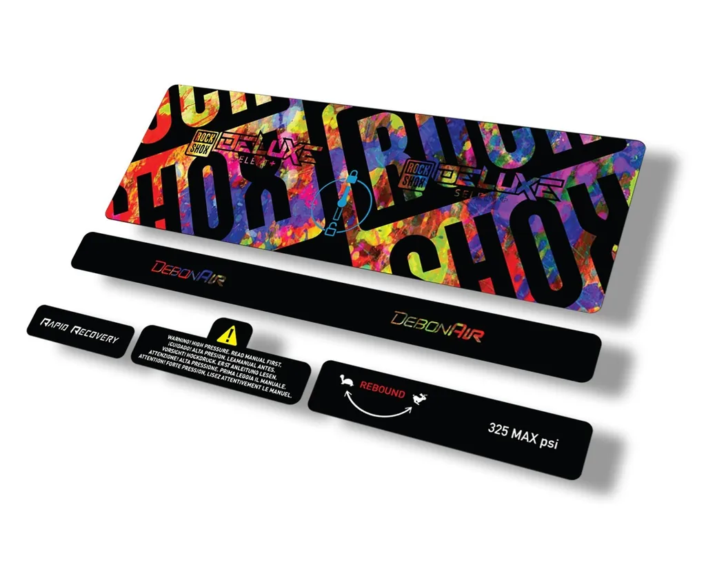 Rock Shox 2021 Deluxe Select Plus Rear Shock Decal Sticker Set Oil Slick - 1