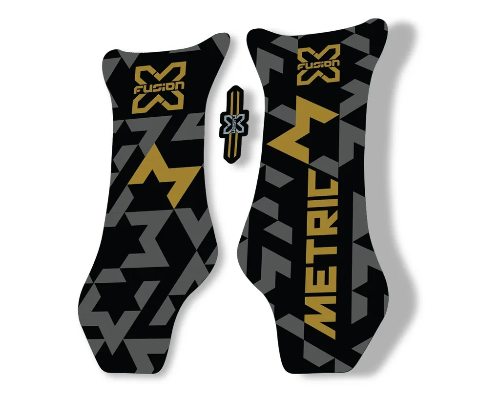 X Fusion Metric 2018 Front Shock Suspension Sticker Factory Decal Gold - 1