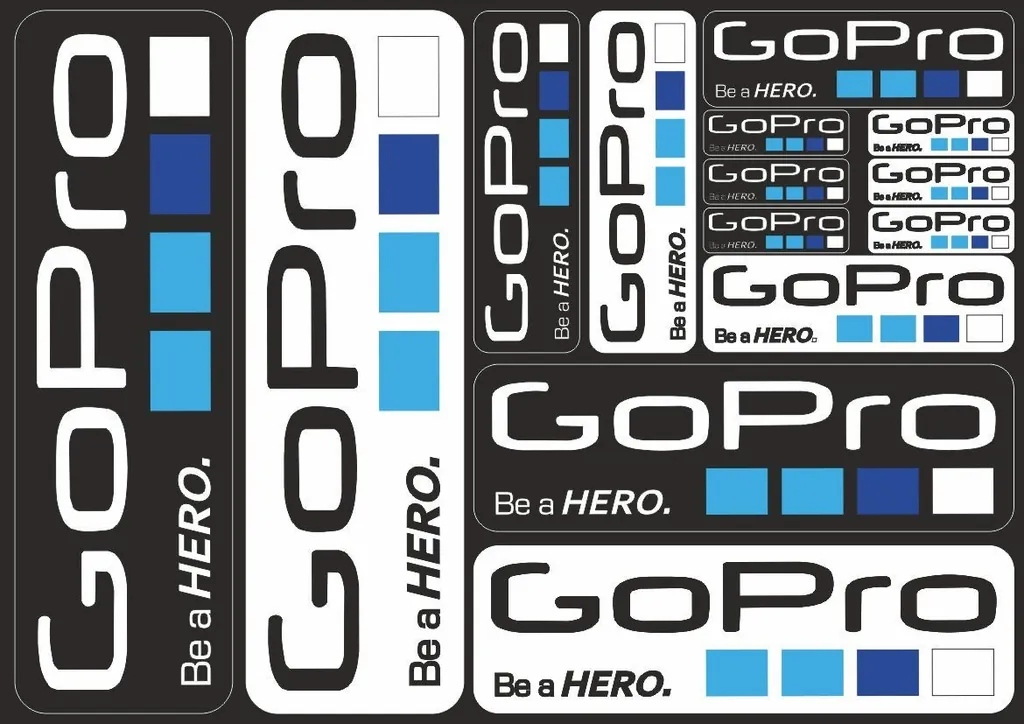 GoPro Hero Action Camera Replacement Decals Stickers Graphic Vinyl 14 Pcs B/W - 1