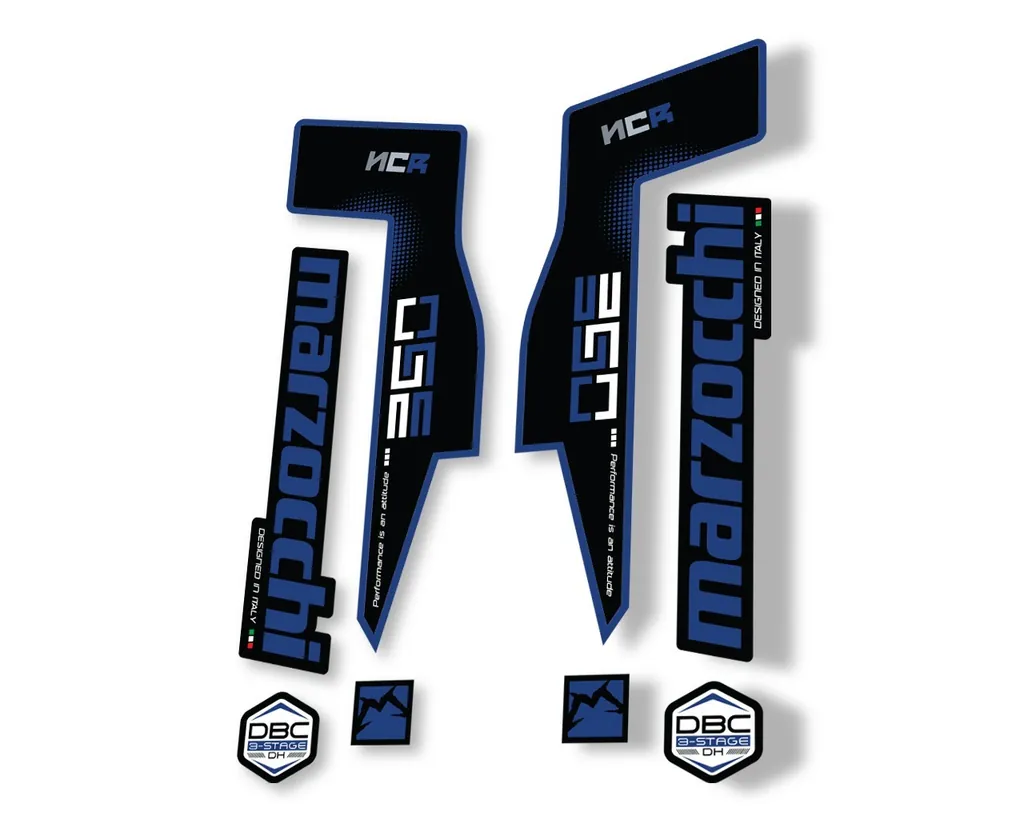 Marzocchi 350 NCR 2018 Fork Suspension Sticker Decal Adhesive Kit Dark Blue - 1