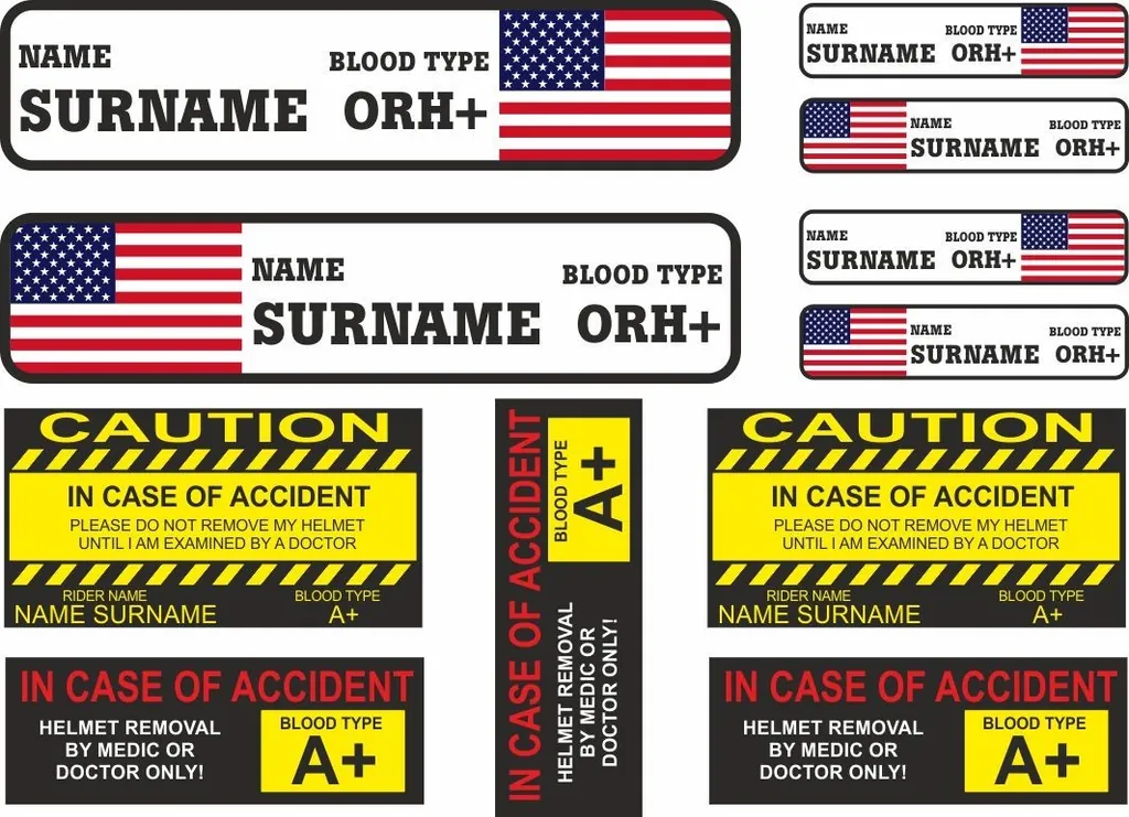 Blood Type Decal Sheet Stickers Graphic Set Logo Adhesive For Helmet & Motorcyle - 1