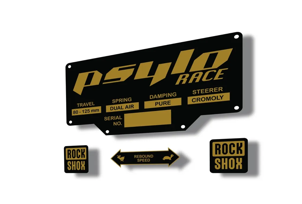 Rock Shox PSYLO RACE 2002 Mountain Bike Cycling Decal Kit Sticker Adhesive Gold - 1