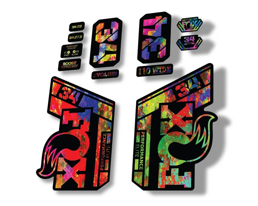 FOX 34 Performance Elite 2021 Factory Fork Decals Suspension Sticker Oil Slick - 1