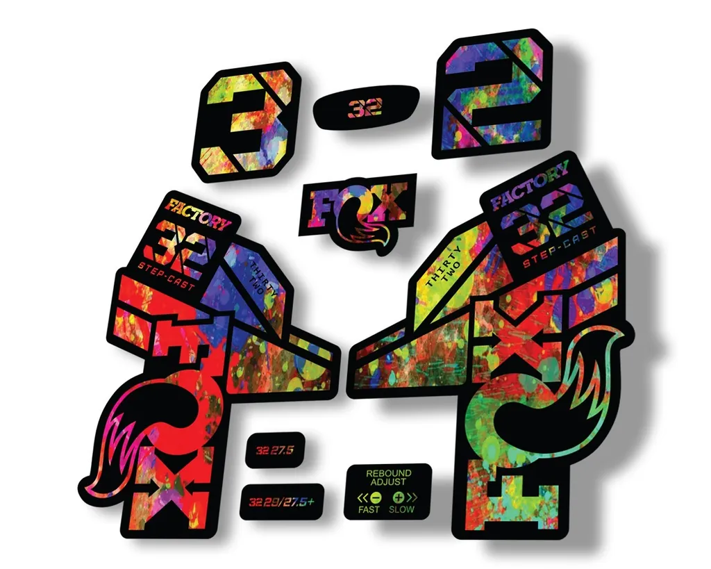 FOX 32 Step Cast 2021 Factory Fork Decals Suspension Sticker Oil Slick - 1