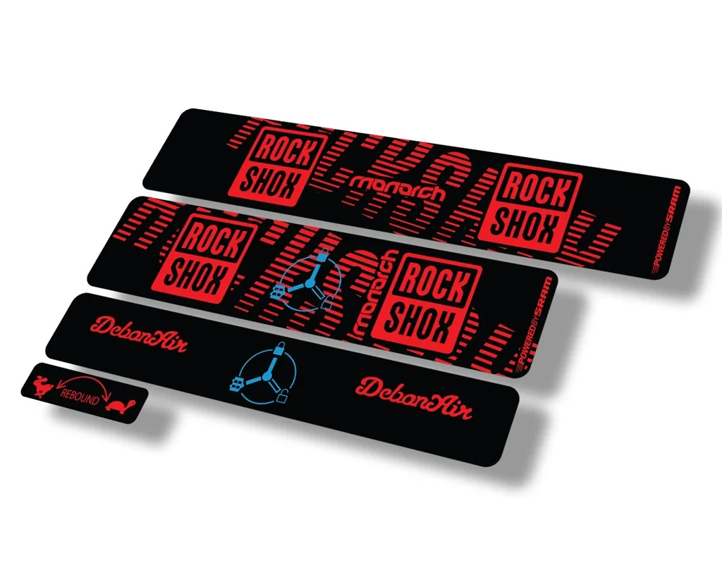 Rock Shox MONARCH 2020 RT3 Rear Shock Decal Sticker Adhesive Set Red - 1
