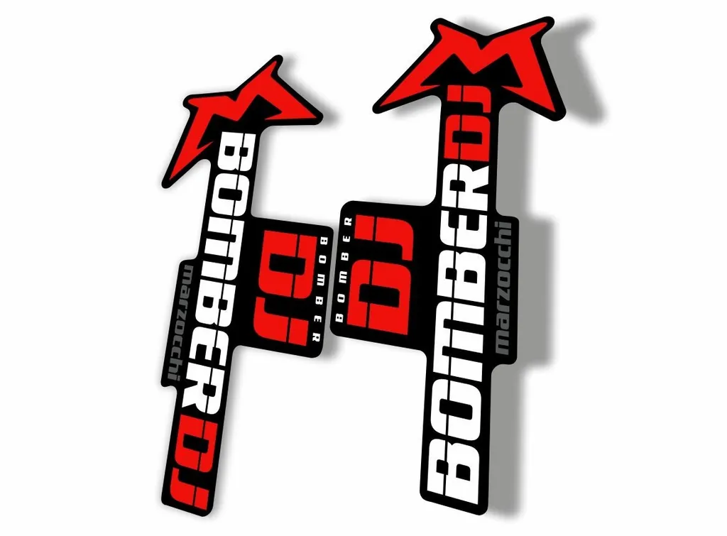 Marzocchi Bomber DJ 2020 Fork Suspension Sticker Decal Kit Adhesive Red White - 1
