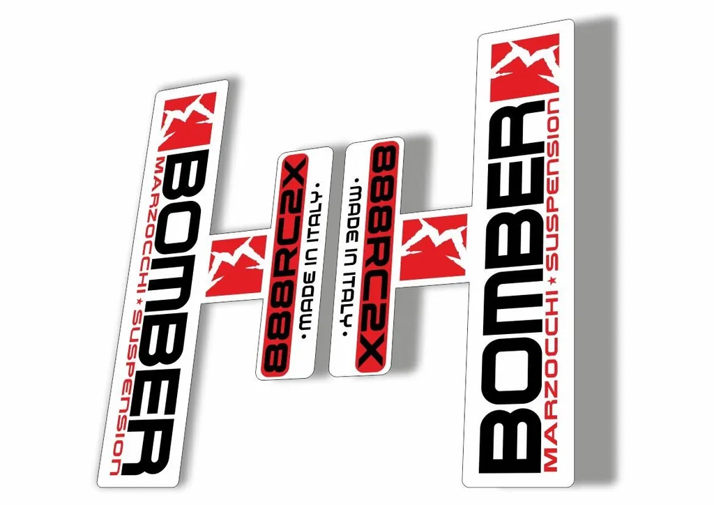 Marzocchi Bomber 888 RC2X 2006 Fork Suspension Sticker Decal Kit Adhesive Black - 1