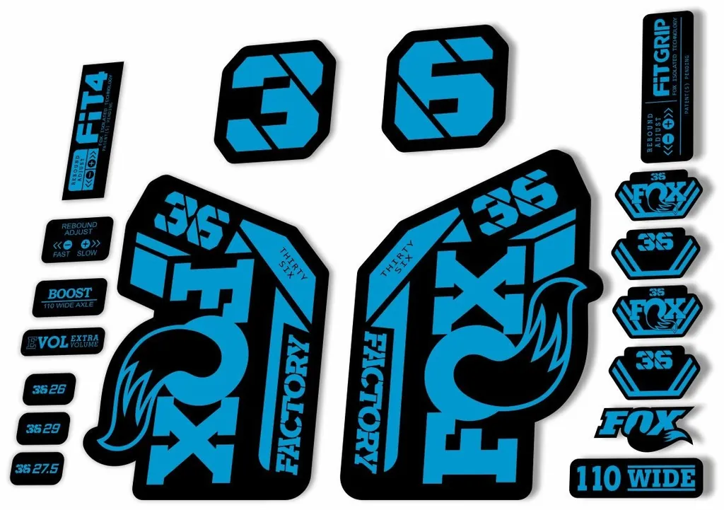 FOX 36 Fork Decal Sticker Set 2021 Factory MTB Suspension Graphics – Blue - 1