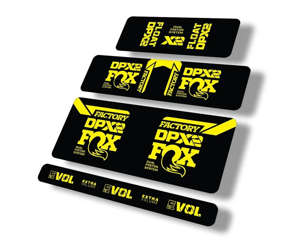 FOX Float DPX2 2021 Rear Shock Suspension Sticker Factory Decal Full Set Yellow - 1