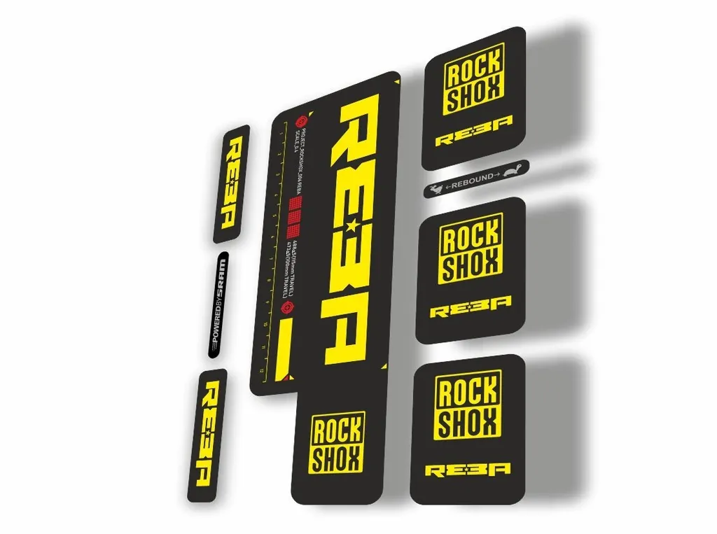 Rock Shox REBA 2009 Fork Decal Kit Mountain Bike Cycling Sticker Adhesive Yellow - 1