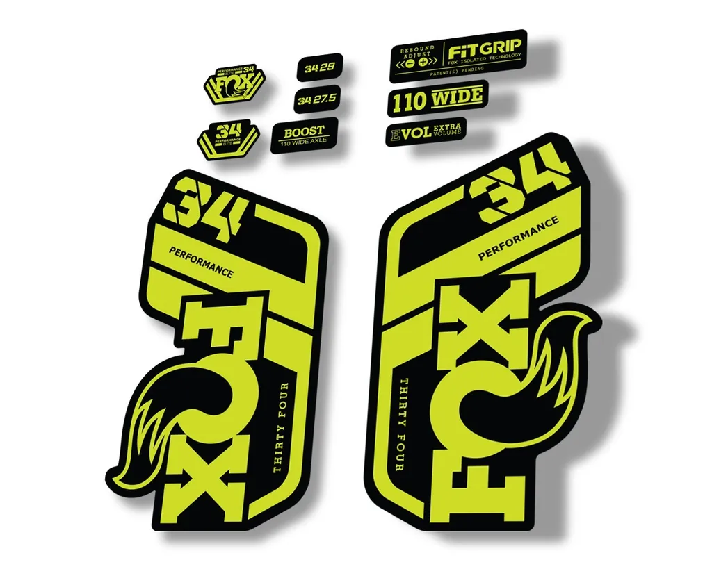 FOX 34 Performance 2021 Factory Fork Decals Suspension Sticker Lime Green - 1