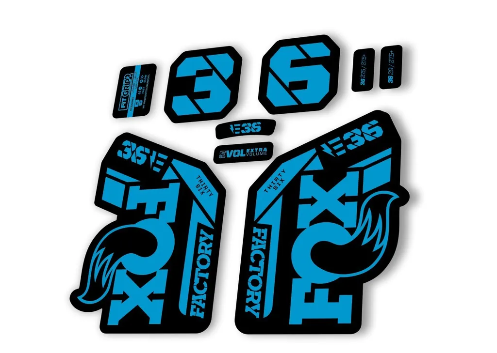 FOX 36 E-Bike Fork Decal Sticker Set 2021 Factory MTB Suspension Graphics – Blue - 1