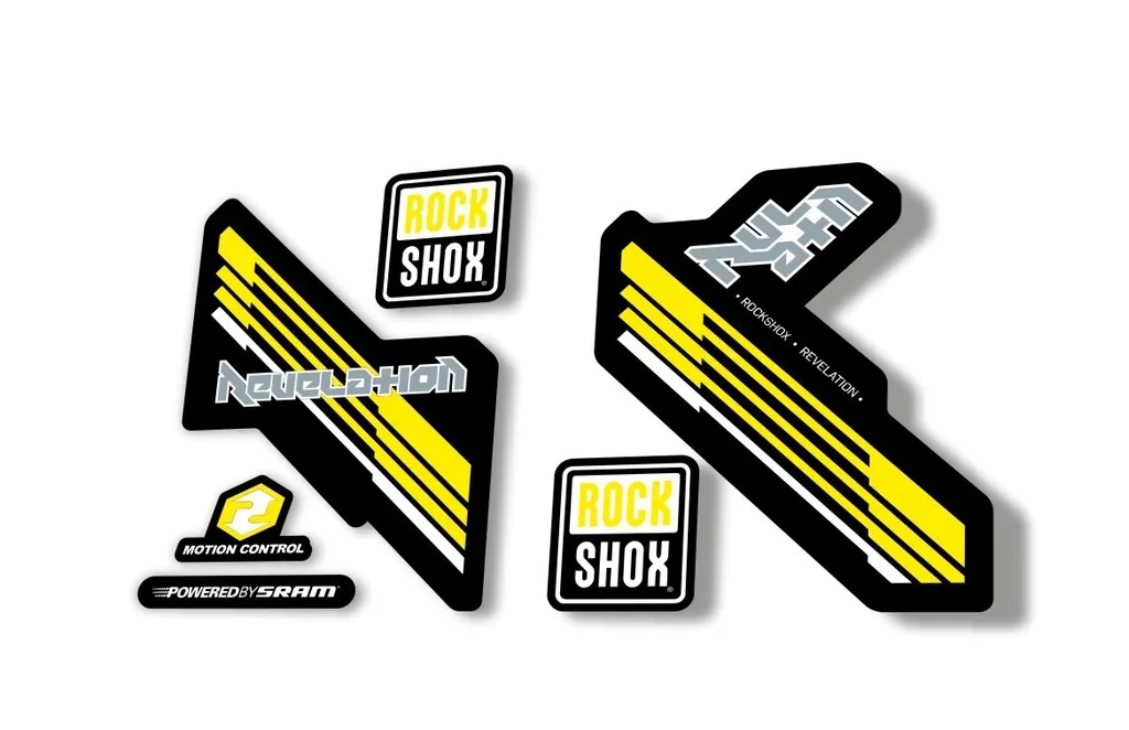 Rock Shox Revelation 2009 Mountain Bike Cycling Decal Kit Sticker Adhesiv Yellow - 1