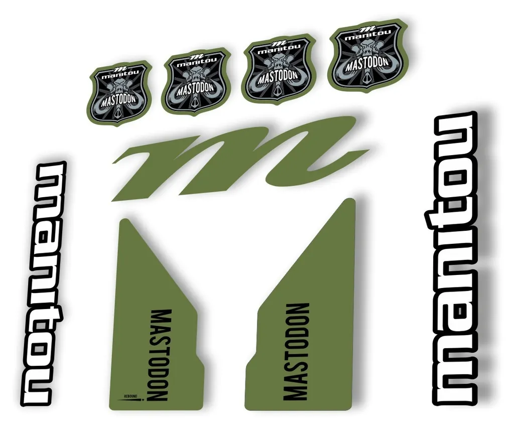 Manitou Mastadon 2017 Fork Suspension Decal Kit Sticker Set Olive - 1