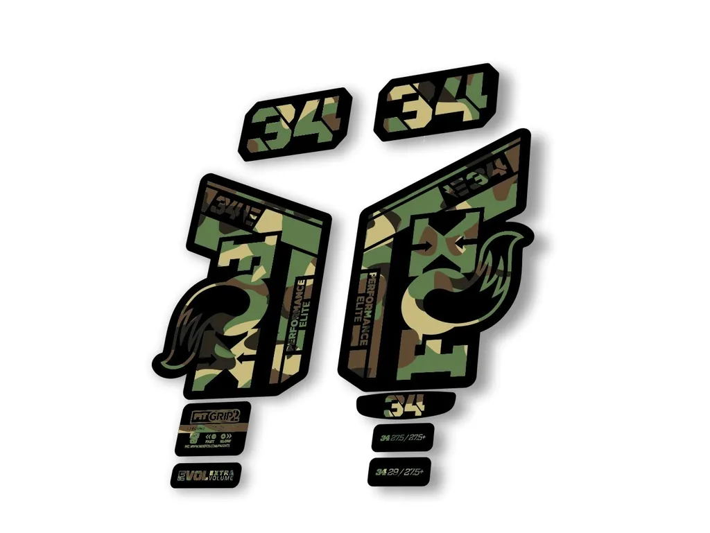Fox 34 2022 Performance Elite E Bike Fork Decals Suspension Sticker Camo - 1