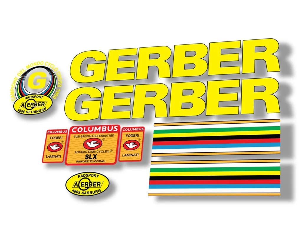 GERBER Cyclo Cross 1978-1981 Frame Decal Kit Sticker Adhesive Aufkleber Set - 1