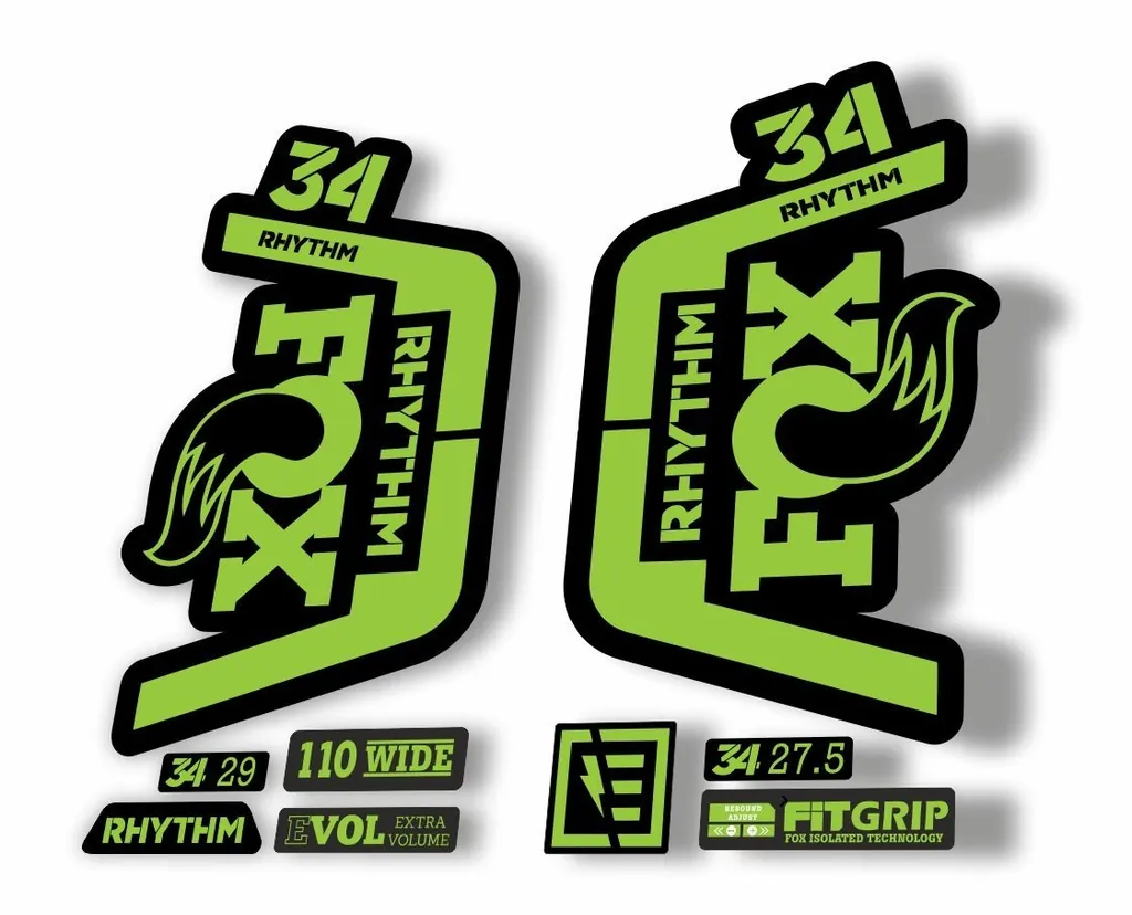 FOX 34 Rhythm 2019 Forks Suspension Factory Decal Sticker Adhesive Green - 1