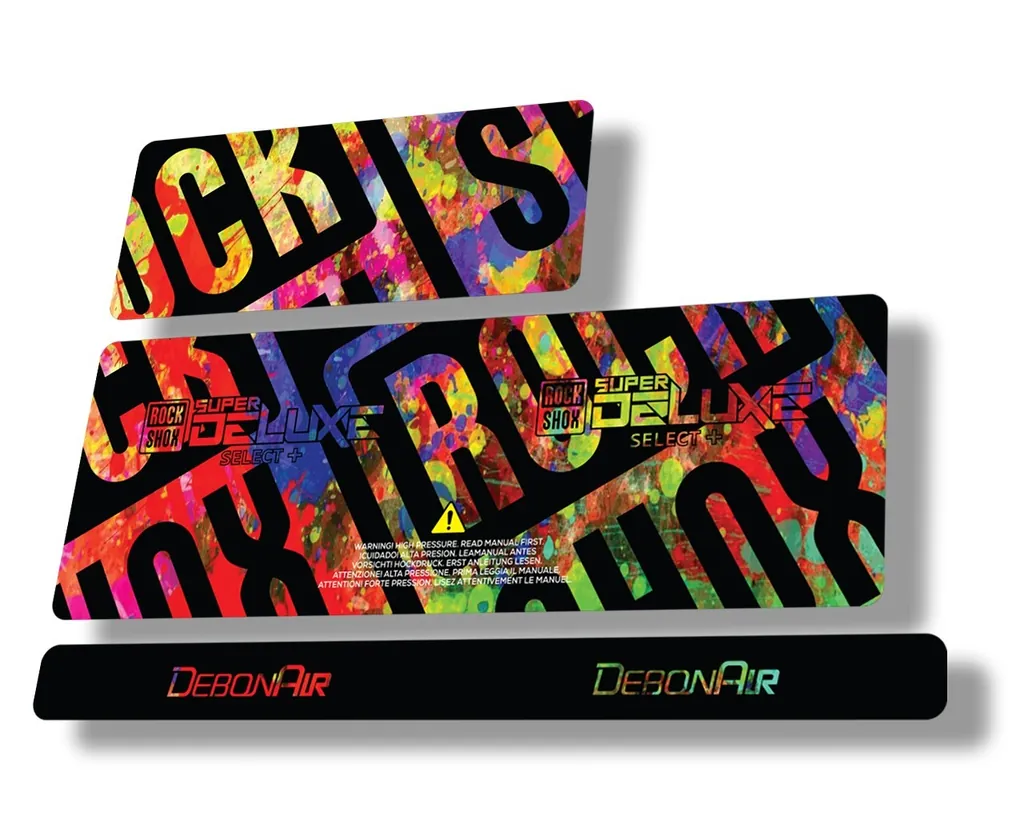 Rock Shox Super Deluxe Select Plus 2020 Rear Shock Decal Sticker Set Oil Slick - 1
