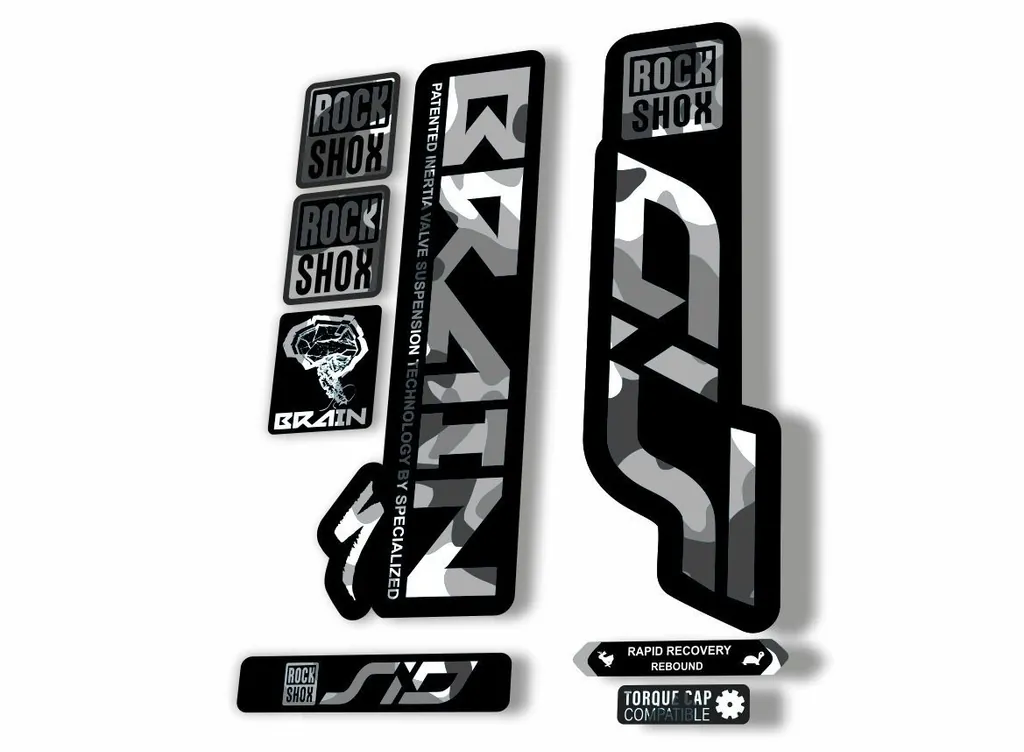 Rock Shox SID Brain ULTIMATE 2020 Mountain Bike Cycling Decal Sticker White Camo - 1