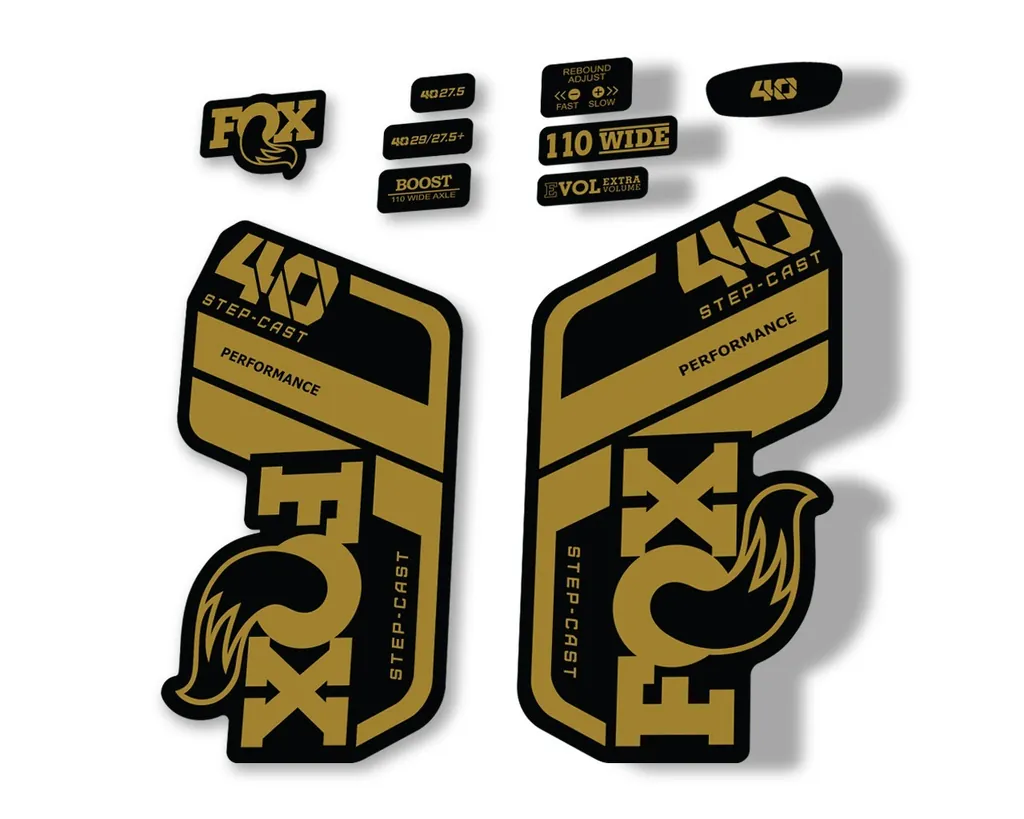 FOX 40 Step Cast SC 2021 Performance Fork Decals Suspension Sticker Gold - 1