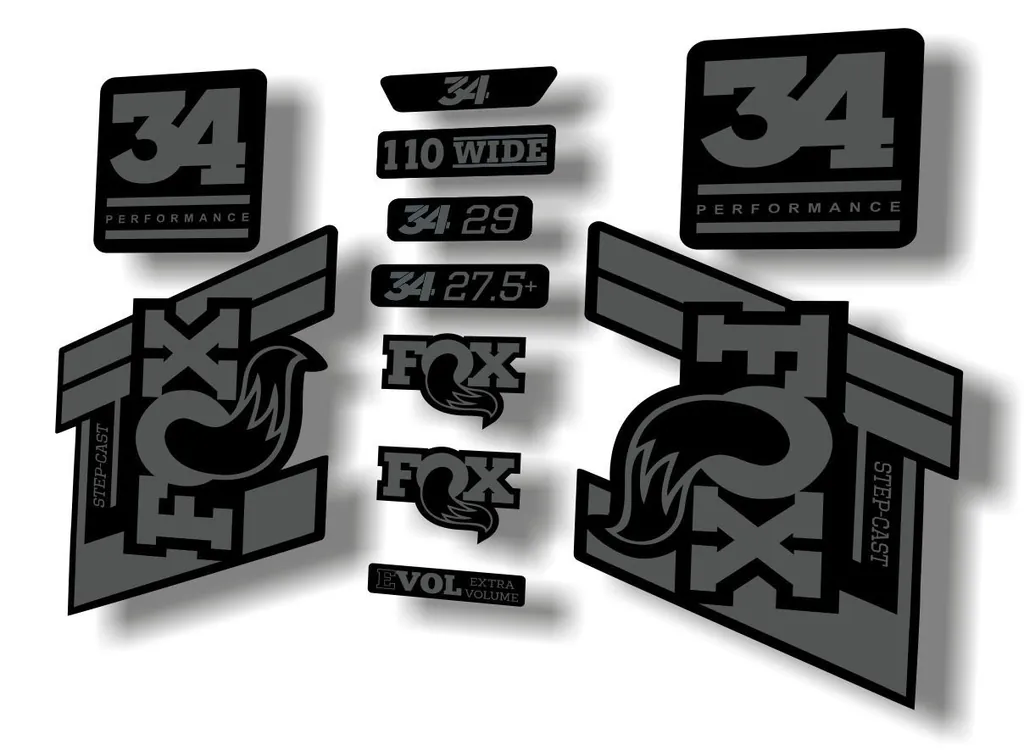 FOX 34 Step Cast SC 2020 Fork Suspension Factory Decal Sticker Set Gray - 1