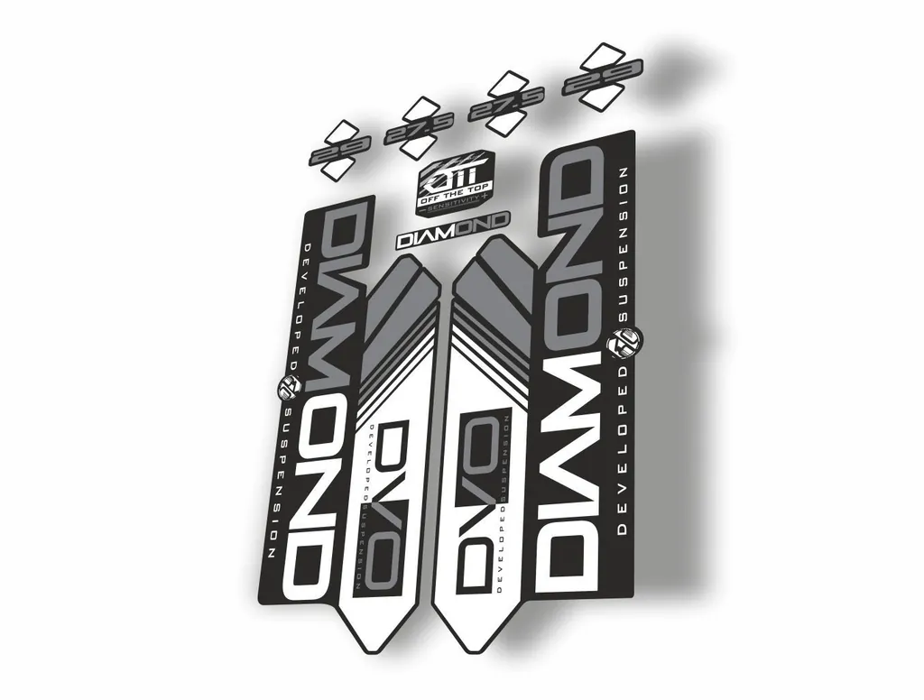 DVO 2016 Diamond 27.5 - 29 Fork Suspension Sticker Decal Kit Adhesive White - 1