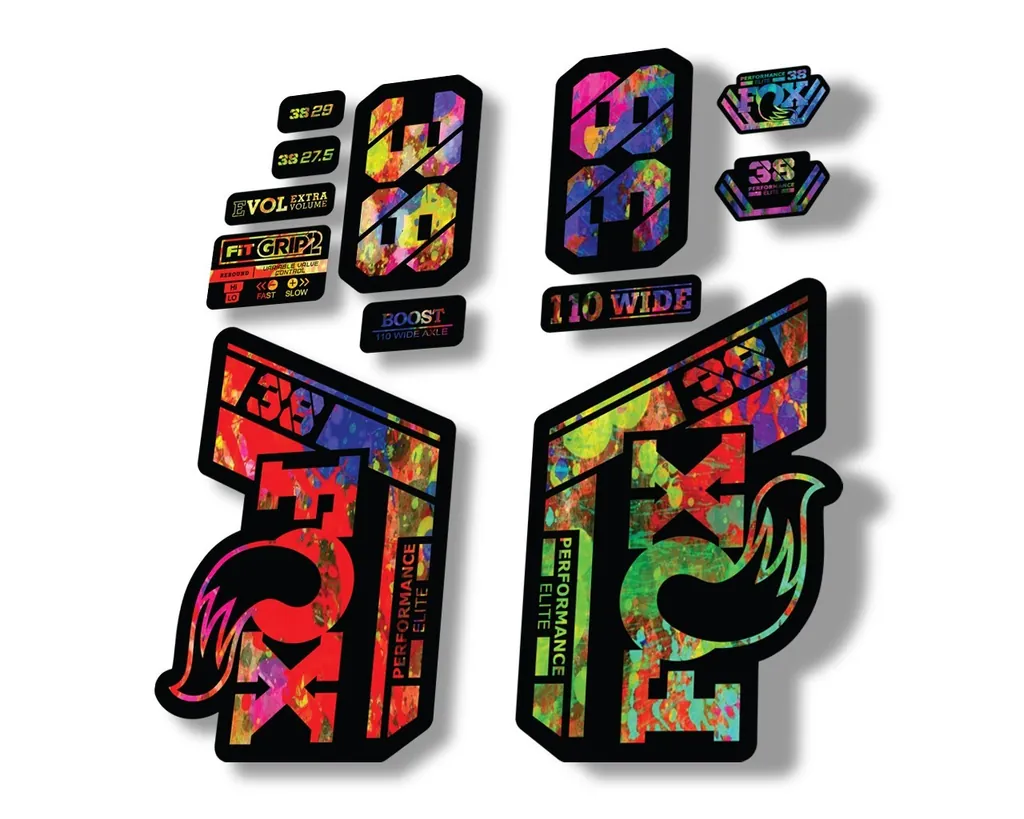 FOX 38 Performance Elite 2021 Forks Suspension Factory Decal Sticker Oil Slick - 1