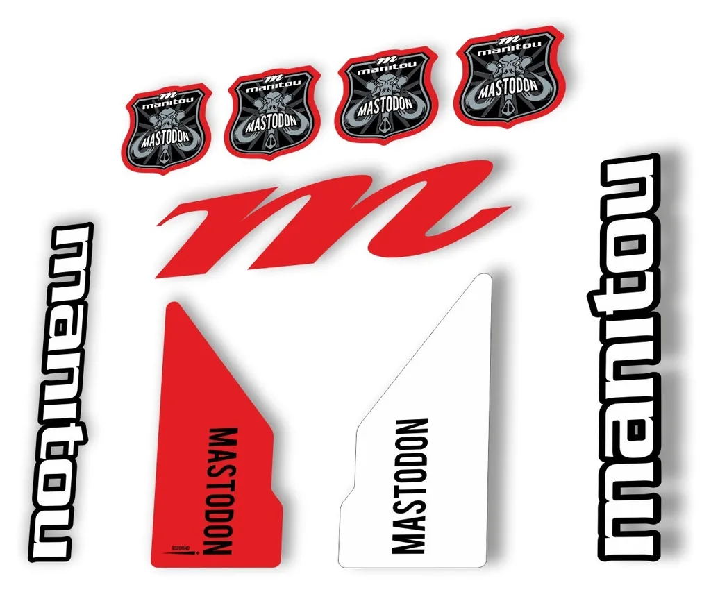 Manitou Mastadon 2017 Fork Suspension Decal Kit Sticker Set Red White - 1