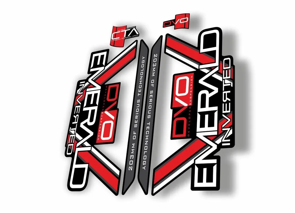 DVO 2016 EMERALD 27.5 - 29 Fork Suspension Sticker Decal Kit Adhesive Red - 1