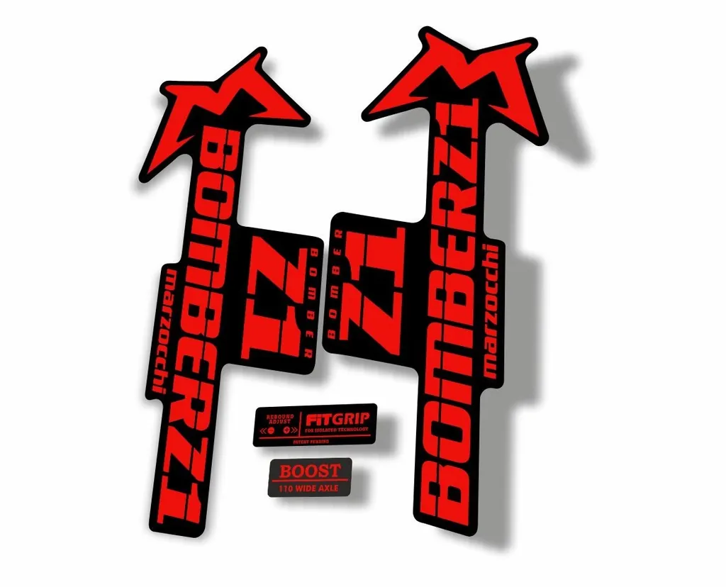 Marzocchi Bomber Z1 2018 Fork Suspension Sticker Decal Kit Adhesive Red - 1