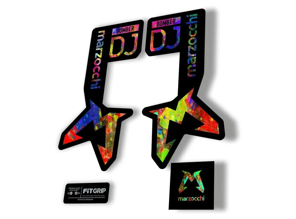 Marzocchi Bomber DJ 2025 Fork Suspension Sticker Decal Kit Adhesive Oil Slick - 1