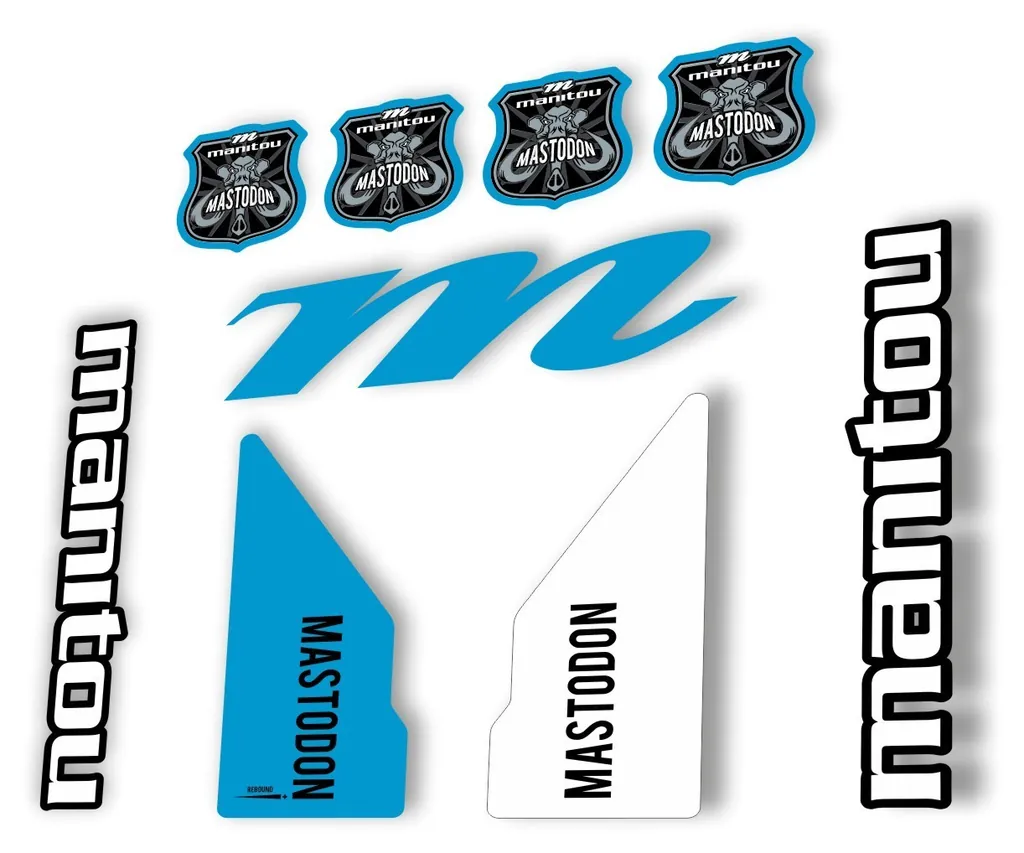 Manitou Mastadon 2017 Fork Suspension Decal Kit Sticker Set Blue White - 1