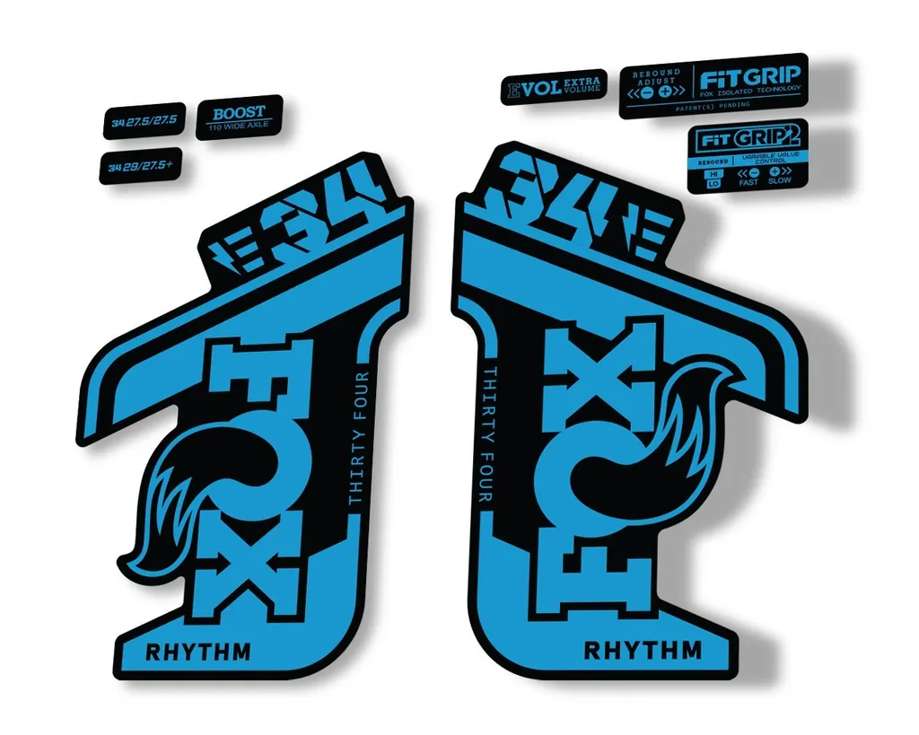 FOX 34 Rhythm E Bike 2021 Fork Decals Suspension Sticker Adhesive Blue - 1