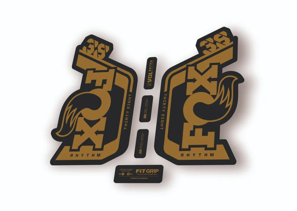 Fox 38 Rhythm 2024 Fork Suspension Factory Decal Sticker Adhesive Gold - 1