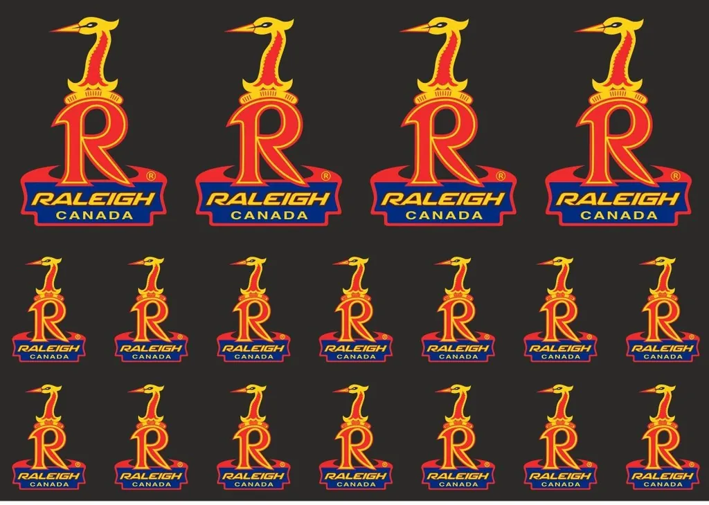 Bicycle Vinyl Stickers – Fits RALEIGH Vintage Bike Frames – 18 pcs - 1