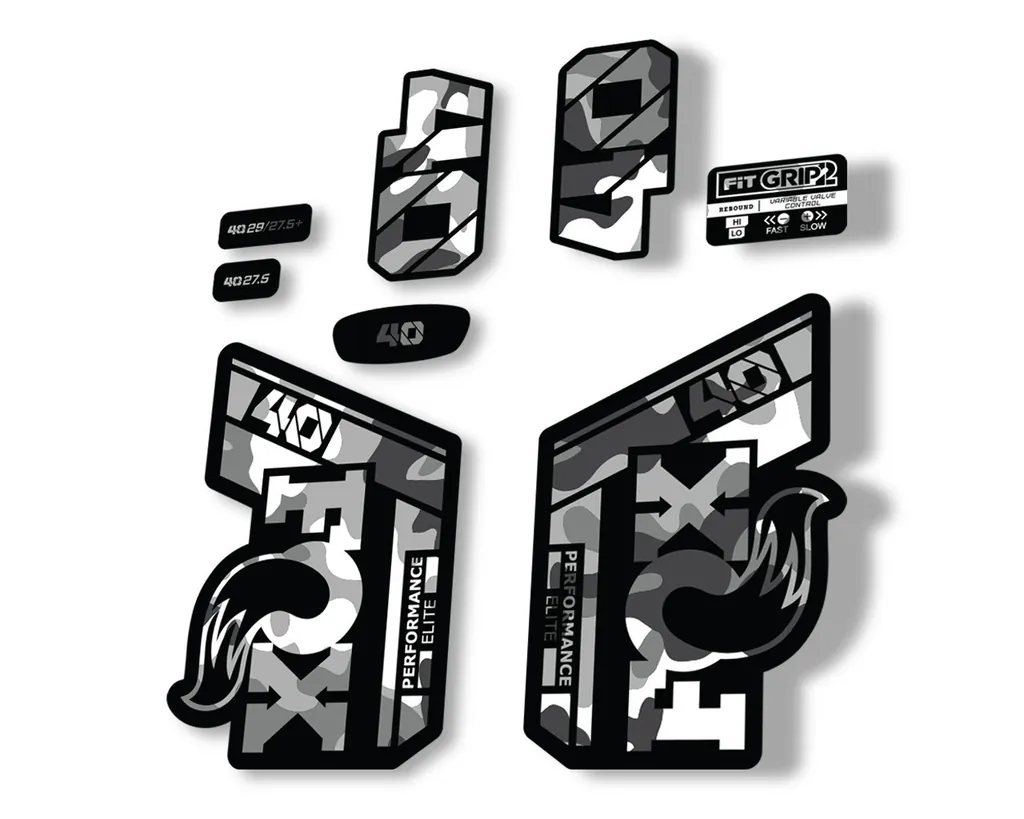 FOX 40 Performance Elite 2021 Fork Decals Suspension Sticker Adhesive White Camo - 1